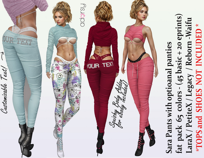 adorsy - Sara Pants Fatpack - LaraX/Legacy/PetiteX/Reborn/Waifu