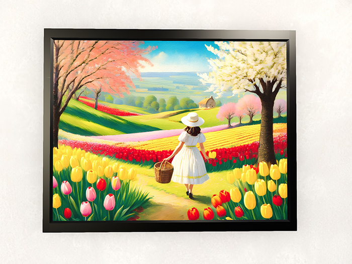 Imagine That ~ Painted Spring Tulips ~ Slideshow with 5 AI Photos in 1 Frame