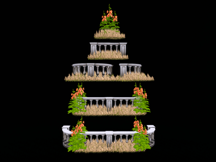 MC Spring Floral Stone Fence Peach Set