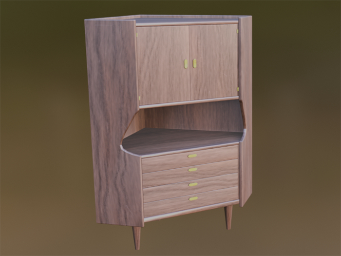 Danish Vintage Corner Cabinet, Walnut