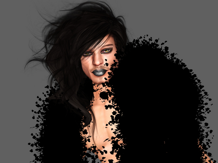 ! "   Gay   Fur Collar/Boa Mesh  " ! Black