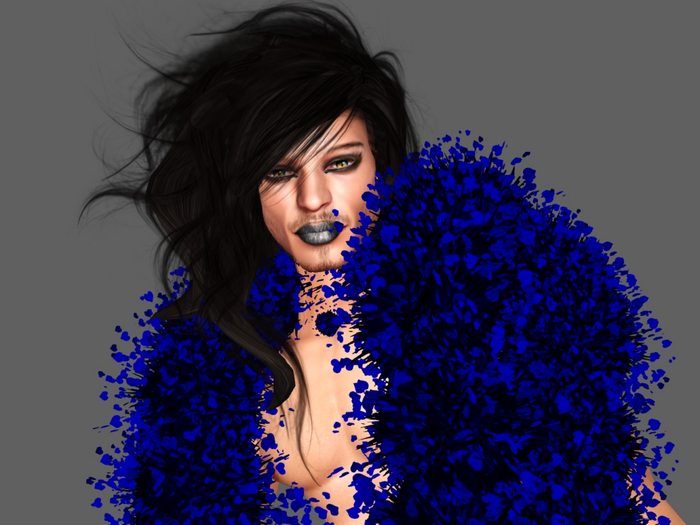 ! "   Gay   Fur Collar/Boa Mesh  " ! Black/Blue