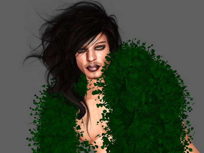 ! "   Gay   Fur Collar/Boa Mesh  " ! Green