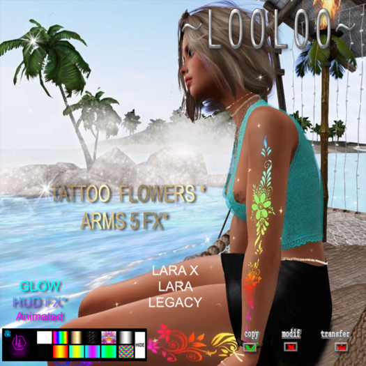 ~ LOOLOO ~ TATTOO FLOWERS ARMS 5 FX