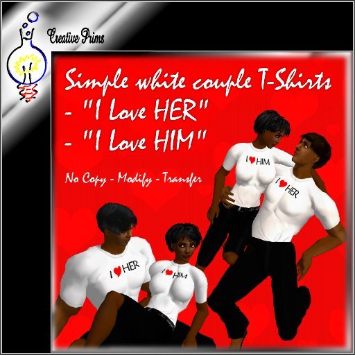 'I Love HER' und 'I Love HIM' Paar T-Shirts für Valentinstag