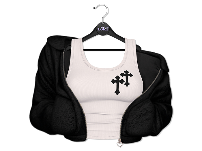 Loki - Kara Fluffy Jacket & Top - Black