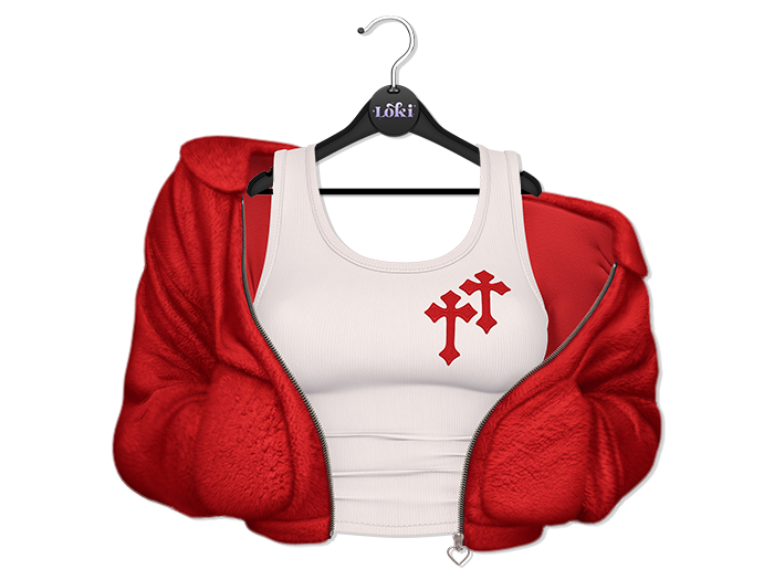 Loki - Kara Fluffy Jacket & Top - Red