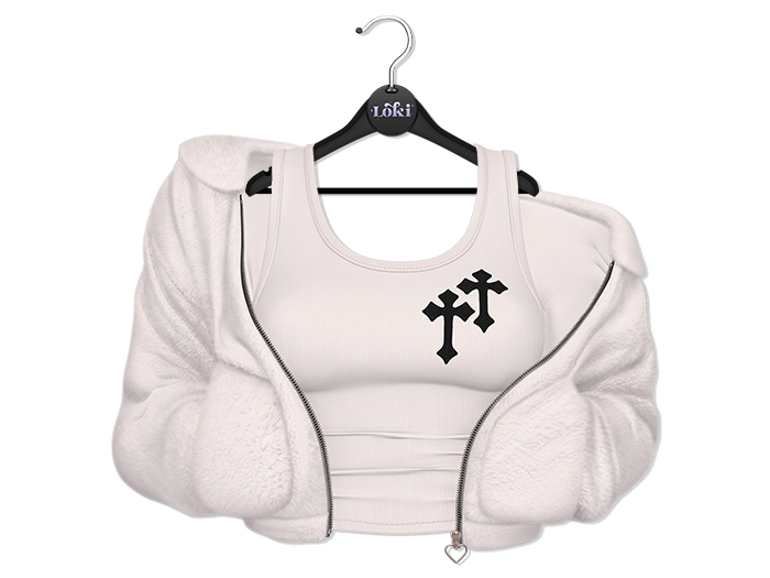 Loki - Kara Fluffy Jacket & Top - White