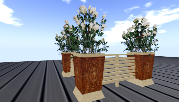 *MDC* Corner Planters WHITE ROSES 001