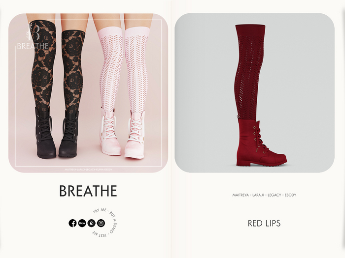 [BREATHE]-Reona Boots-Red Lips-(Fits Maitreya,Lara,Maitreya Lara-X,Legacy, eBody.)