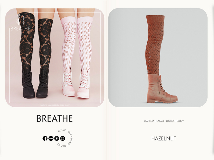 [BREATHE]-Reona Boots-Hazelnut-(Fits Maitreya,Lara,Maitreya Lara-X,Legacy, eBody.)