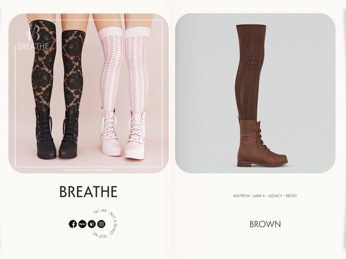 [BREATHE]-Reona Boots-Brown-(Fits Maitreya,Lara,Maitreya Lara-X,Legacy, eBody.)