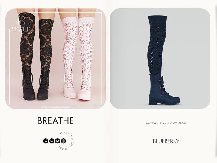 [BREATHE]-Reona Boots-Blueberry-(Fits Maitreya,Lara,Maitreya Lara-X,Legacy, eBody.)