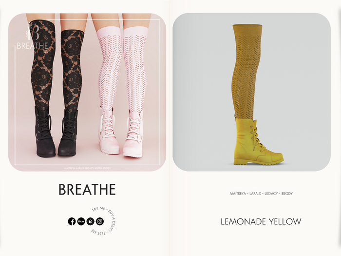 [BREATHE]-Reona Boots-Lemonade Yellow-(Fits Maitreya,Lara,Maitreya Lara-X,Legacy, eBody.)