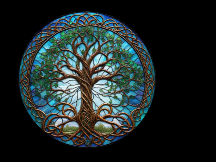 HB: Stained Glass Celtic Tree Of Life FuLL PERM
