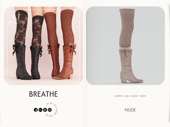 [BREATHE]-Austin Boots-Nude-(Fits Maitreya Lara, Legacy, eBody,  Maitreya Lara-X-)