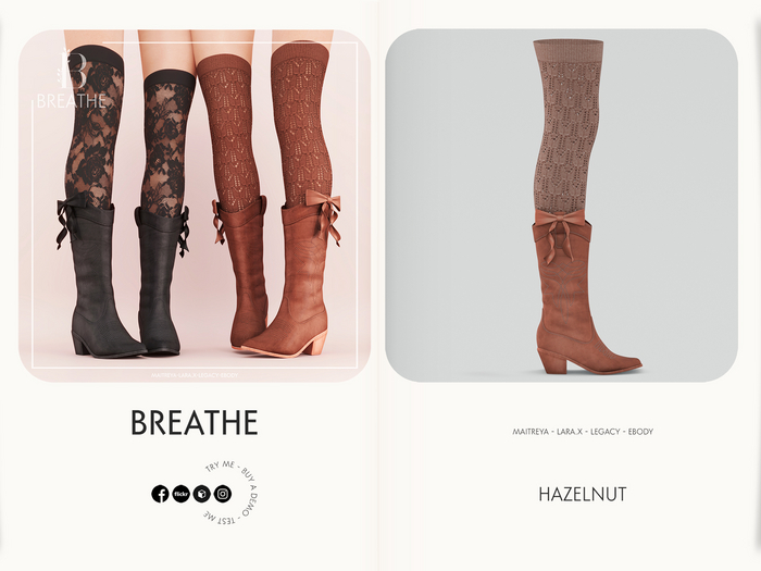 [BREATHE]-Austin Boots-Hazelnut-(Fits Maitreya Lara, Legacy, eBody,  Maitreya Lara-X-)