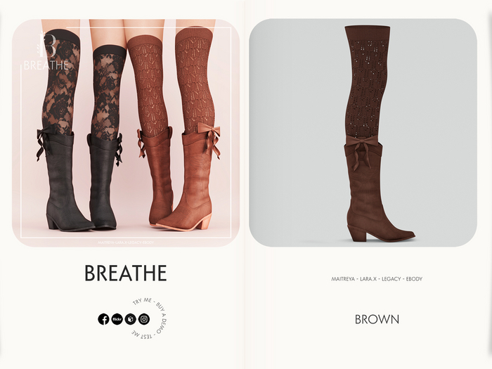 [BREATHE]-Austin Boots-Brown-(Fits Maitreya Lara, Legacy, eBody,  Maitreya Lara-X-)