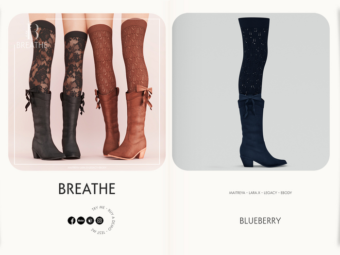 [BREATHE]-Austin Boots-Blueberry-(Fits Maitreya Lara, Legacy, eBody,  Maitreya Lara-X-)