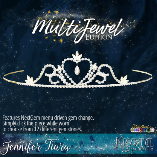 ::: Krystal ::: Jennifer - Tiara - Gold - MultiJewel RARE