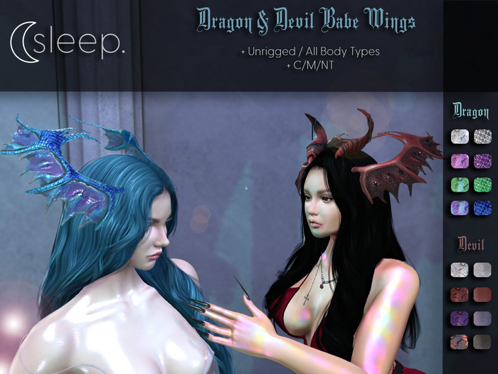 sleep. Dragon/Devil Babe Wings FATPACK