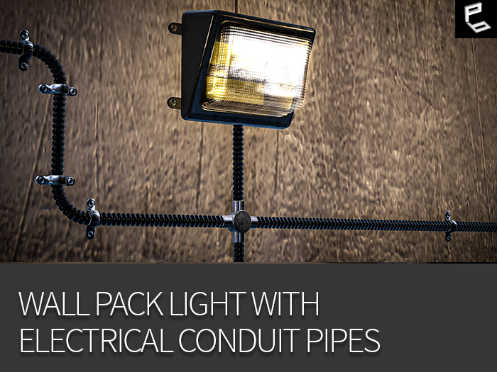 WallPackLights With Electrical Conduit Pipes Pack