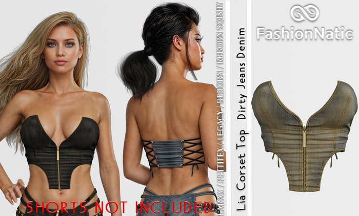 Lia Corset Dirty Denim - Jeans - Reborn, Reborn Squish, Waifu, Legacy, LaraX, PetiteX - FashionNatic