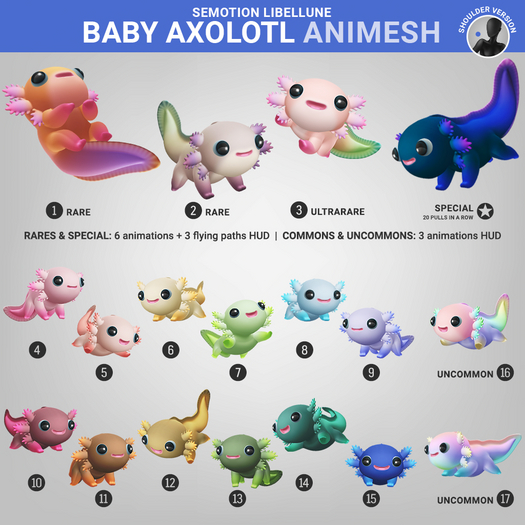 SEmotion Libellune Baby Axolotl Animesh RARE 02