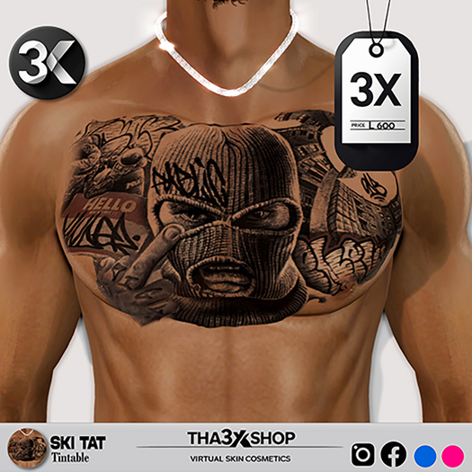 3x Ski tattoo (Tintable)