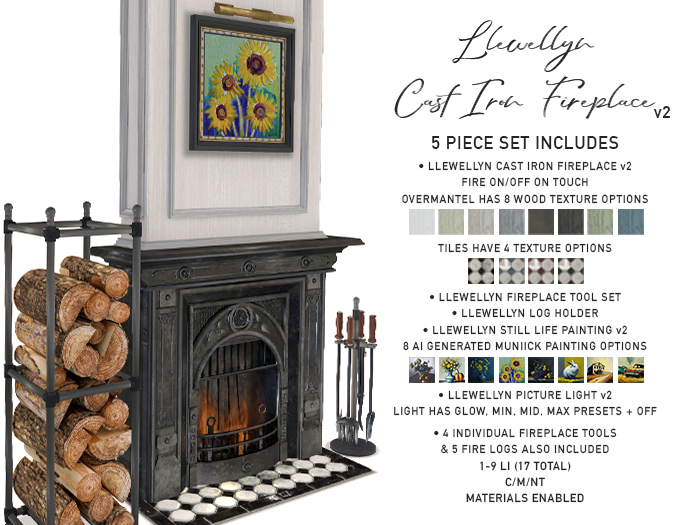 Second Life Marketplace Muniick Llewellyn Cast Iron Fireplace 5