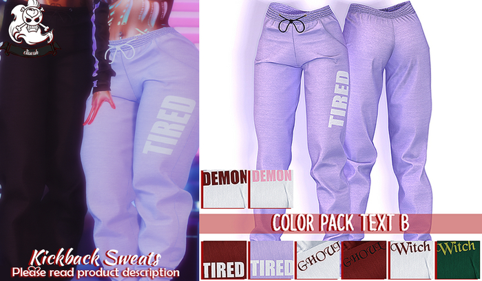 Eliavah ~ Kickback Sweats [COLOR PACK TEXT B]