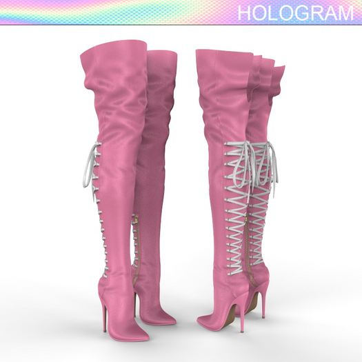 Pink Long Laced Boots