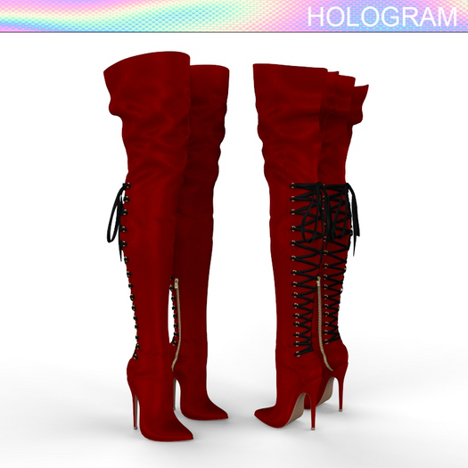 Red Long Laced Boots