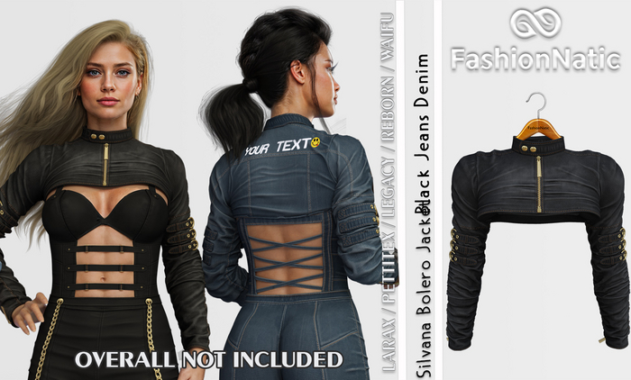 Bolero Jacket Silvana Black Denim - Jeans - Reborn, Waifu, Legacy, LaraX, PetiteX - FashionNatic 
