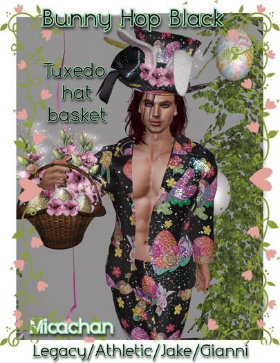 Bunny Hop Black Easter  Male  sequin  