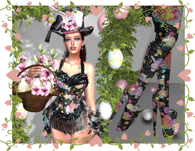 Bunny Hop black   Easter woman