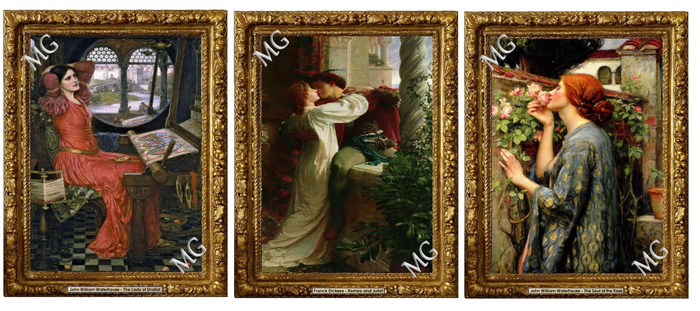 Pre Raphaelite Box Second Life Marketplace - MG - Set of 3 PreRaphaelites paintings