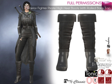 Full Perm Warrior Fighter Pirate High Heel Boots With Rolled Back Top For Maitreya 5.3 laraX Slink Belleza Ebody Reborn