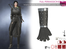 MI964169 Warrior Fighter Black Gloves With Lower Arm Shield