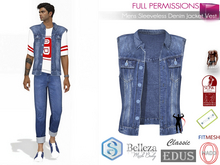Full Perm Men's Sleeveless Denim Vest Jacket for Belleza Jake Signature Gianni Legacy Slink Classic Adin Onupup Gamit