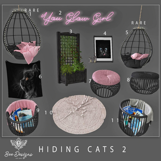 01 Bee Designs Hiding Cats 2 RARE