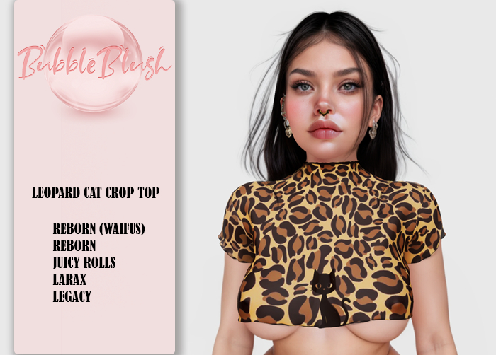 BUBBLEBLUSH LEOPARD CAT CROP SHIRT