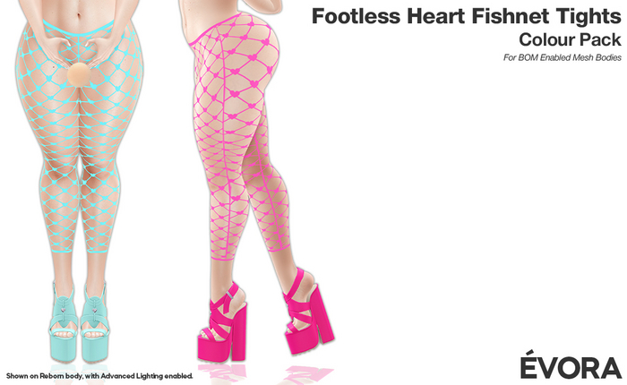 EVORA - Footless Heart Fishnet Tights (Colour Pack)