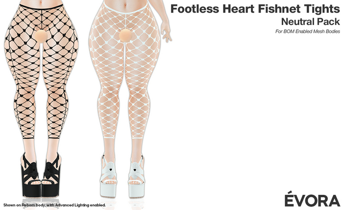 EVORA - Footless Heart Fishnet Tights (Neutral Pack)