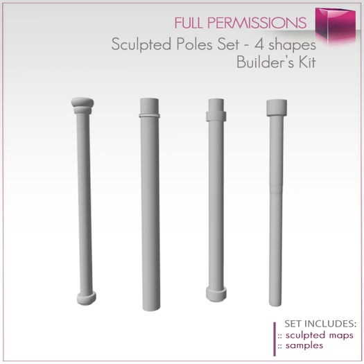 Full Perm Sculpted Pole - Rod Set - 4 shapes Builder's Kit Set