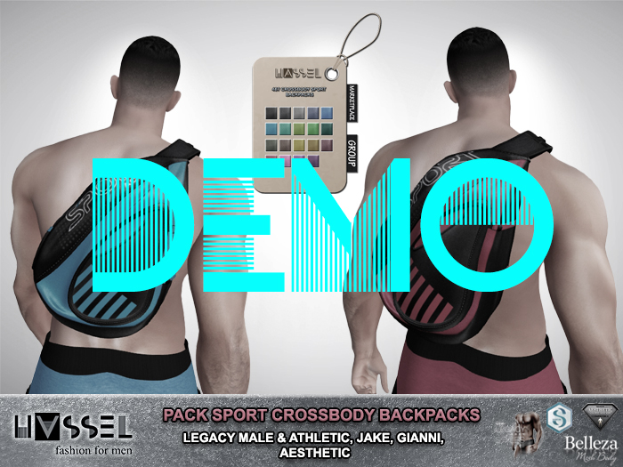(HASSEL) DEMO MEN SPORT CROSSBODY BACKPACKS LEGACY MALE, LEGACY ATHLETIC, JAKE, GIANNI, AESTHETIC 487