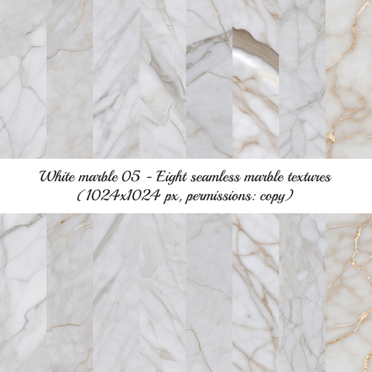 Second Life Marketplace - [Alpha Magic] White marble textures pack 05