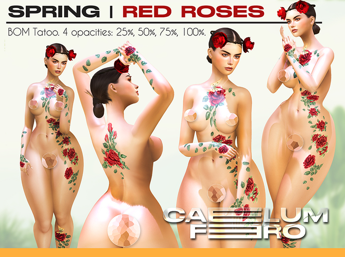 {{{CAELUM FERO}}} SPRING Red Roses Tatoo  (Wear & Touch)