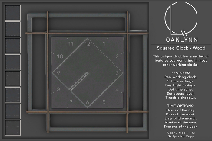 Oaklynn Squared Clock - Wood