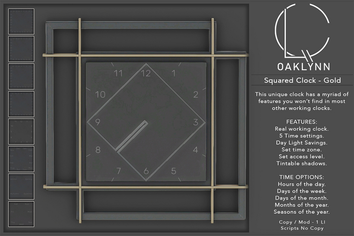 Oaklynn Squared Clock - Fatpack